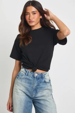 T-shirt À Épaulettes Avec Ourlet Noué
