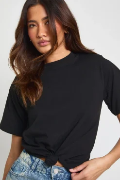T-shirt À Épaulettes Avec Ourlet Noué