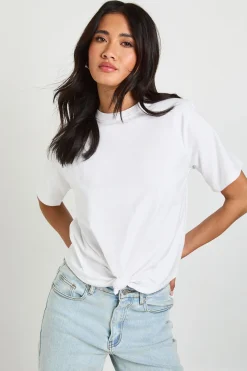 boohoo T-shirt À Épaulettes Et Ourlet Noué<Femme Tops