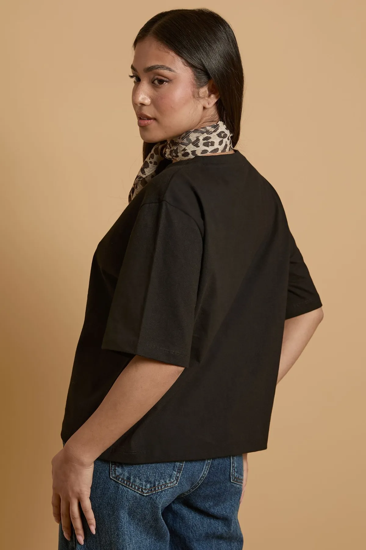 Oasis T-shirt Petite Avec Foulard Imprimé Léopard Au Cou<Femme Imprimé Léopard|Tops