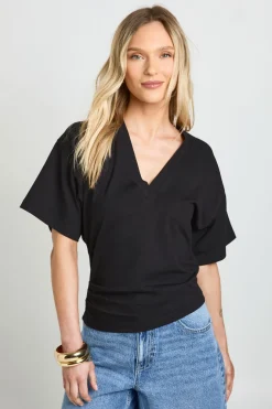 T-shirt Petite À Col V Et Taille Cintrée