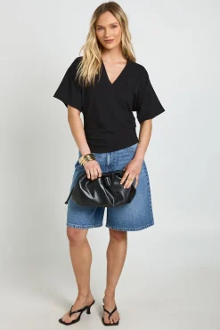 T-shirt Petite À Col V Et Taille Cintrée