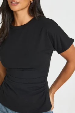T-shirt Petite En Jersey À Taille Froncée Et Manches Courtes