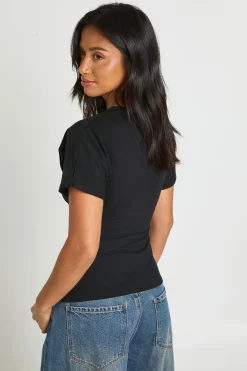 T-shirt Petite En Jersey À Taille Froncée Et Manches Courtes