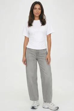 boohoo T-shirt Petite En Jersey À Taille Froncée Et Manches Courtes<Femme Tops