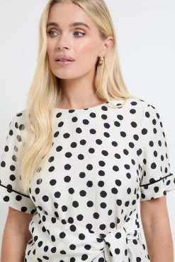 Wallis T-shirt Petite À Pois Avec Détail De Liens Latéraux Et Manches<Femme Pois|Tops