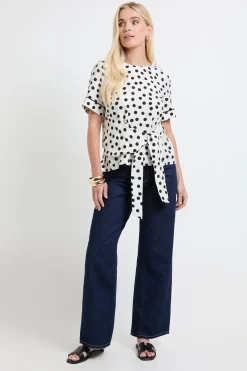 Wallis T-shirt Petite À Pois Avec Détail De Liens Latéraux Et Manches<Femme Pois|Tops