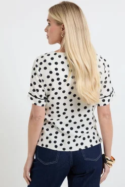 Wallis T-shirt Petite À Pois Avec Détail De Liens Latéraux Et Manches<Femme Pois|Tops