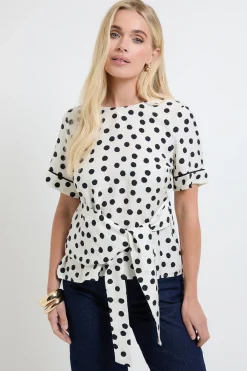 Wallis T-shirt Petite À Pois Avec Détail De Liens Latéraux Et Manches<Femme Pois|Tops