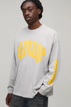 T-shirt Pierre À Manches Longues Édition Limitée Imprimé Délavé Coupe Oversize