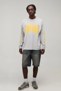 T-shirt Pierre À Manches Longues Édition Limitée Imprimé Délavé Coupe Oversize