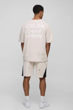 boohooMAN T-shirt à poche surdimensionné de l'Atelier Lavé aux Éclaboussures de Peinture<Homme T-Shirts Impriméstendances|T-Shirts