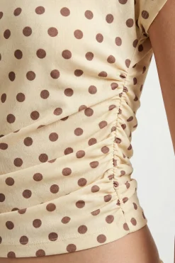 T-shirt À Pois Épaules Dénudées