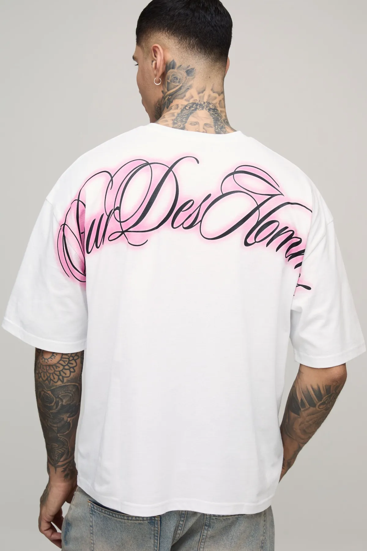 boohooMAN T-shirt pour homme tall, oversized et boxy à imprimé sur la couture<Homme Tout Afficher|Tout Afficher