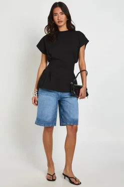 T-shirt Péplum À Taille Plissée