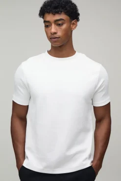boohooMAN T-shirt Premium Interlock Col Montant Coupe Ajustée<Homme T-Shirts