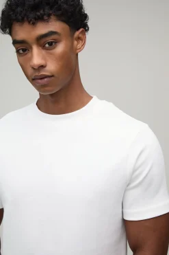 boohooMAN T-shirt Premium Interlock Col Montant Coupe Ajustée<Homme T-Shirts