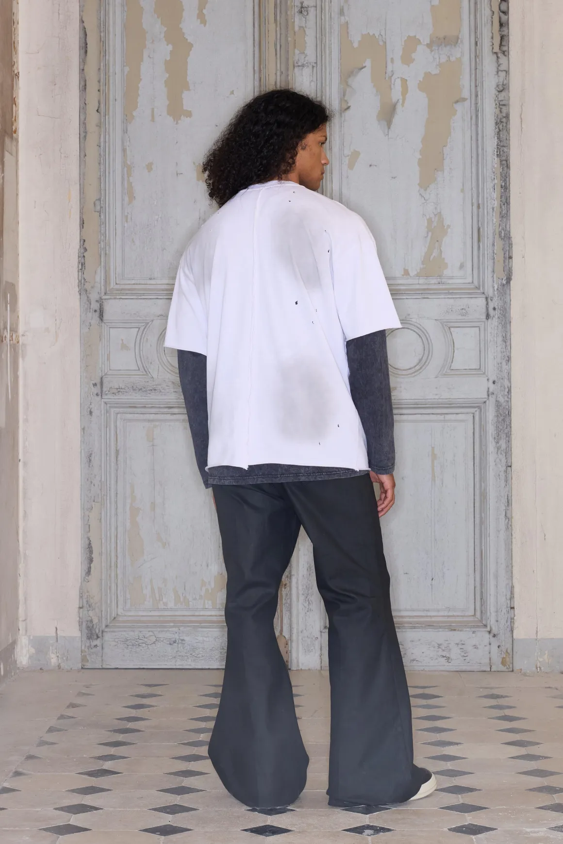 T-shirt premium surdimensionné "Skeleton Washed" en écru