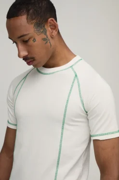 T-shirt Raglan Ajusté Muscle Avec Coutures Contrastées