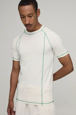 T-shirt Raglan Ajusté Muscle Avec Coutures Contrastées