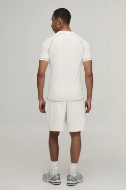 T-shirt Raglan Ajusté Muscle Avec Coutures Contrastées