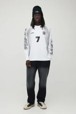 T-shirt Raglan Coupe Regular En Coton Épais Délavé Et Vieilli