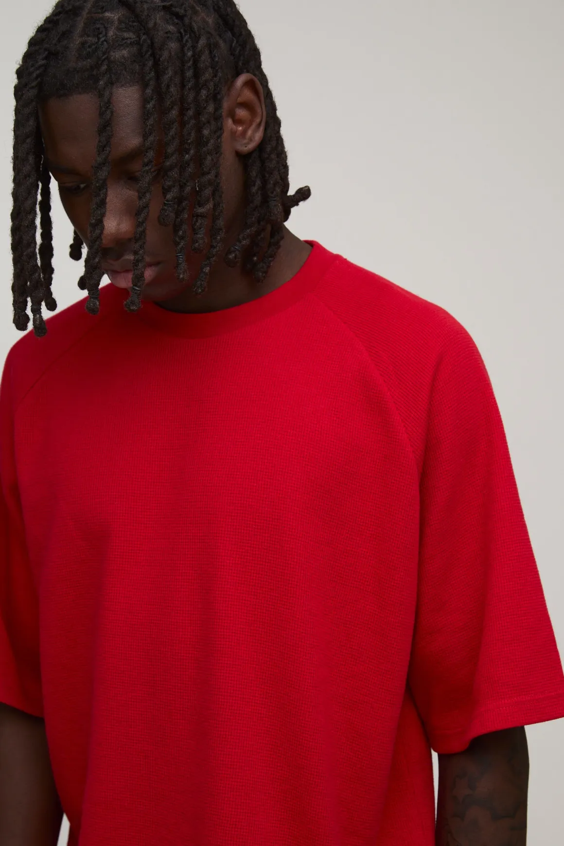 T-shirt Raglan Gaufré Ample Et Boxy Oversized