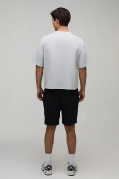 T-shirt Raglan Gaufré Surdimensionné Brodé