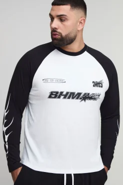 T-shirt raglan graphique à manches longues Plus Moto