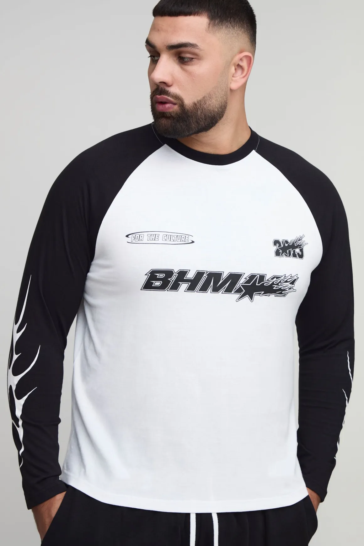 T-shirt raglan graphique à manches longues Plus Moto