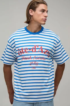 boohooMAN T-shirt Rayé À Manches Courtes Côte D'azur<Homme T-Shirts Impriméstendances|T-Shirts