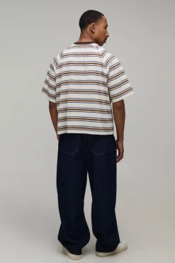 boohooMAN T-shirt Rayé Raglan Oversize Coupe Boxy<Homme T-Shirts