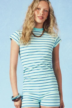 boohoo T-shirt À Rayures Ajusté À Manches Courtes<Femme Tops