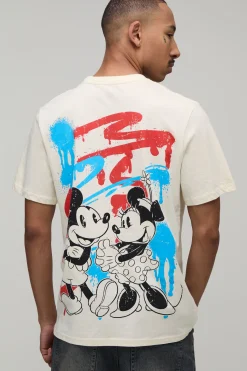 boohooMAN T-shirt Regular À Imprimé Sous Licence Mickey Et Minnie<Homme T-Shirts Impriméstendances|T-Shirts