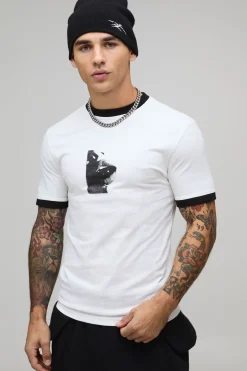 boohooMAN T-Shirt Ringer Ajusté Muscle avec Imprimé Lèvres<Homme T-Shirts Impriméstendances|T-Shirts