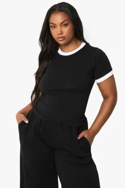 T-shirt ringer ajusté Plus aux bords contrastés