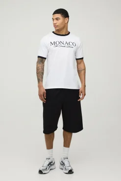 boohooMAN T-shirt Ringer Coupe Regular À Imprimé Monaco<Homme T-Shirts Impriméstendances|T-Shirts