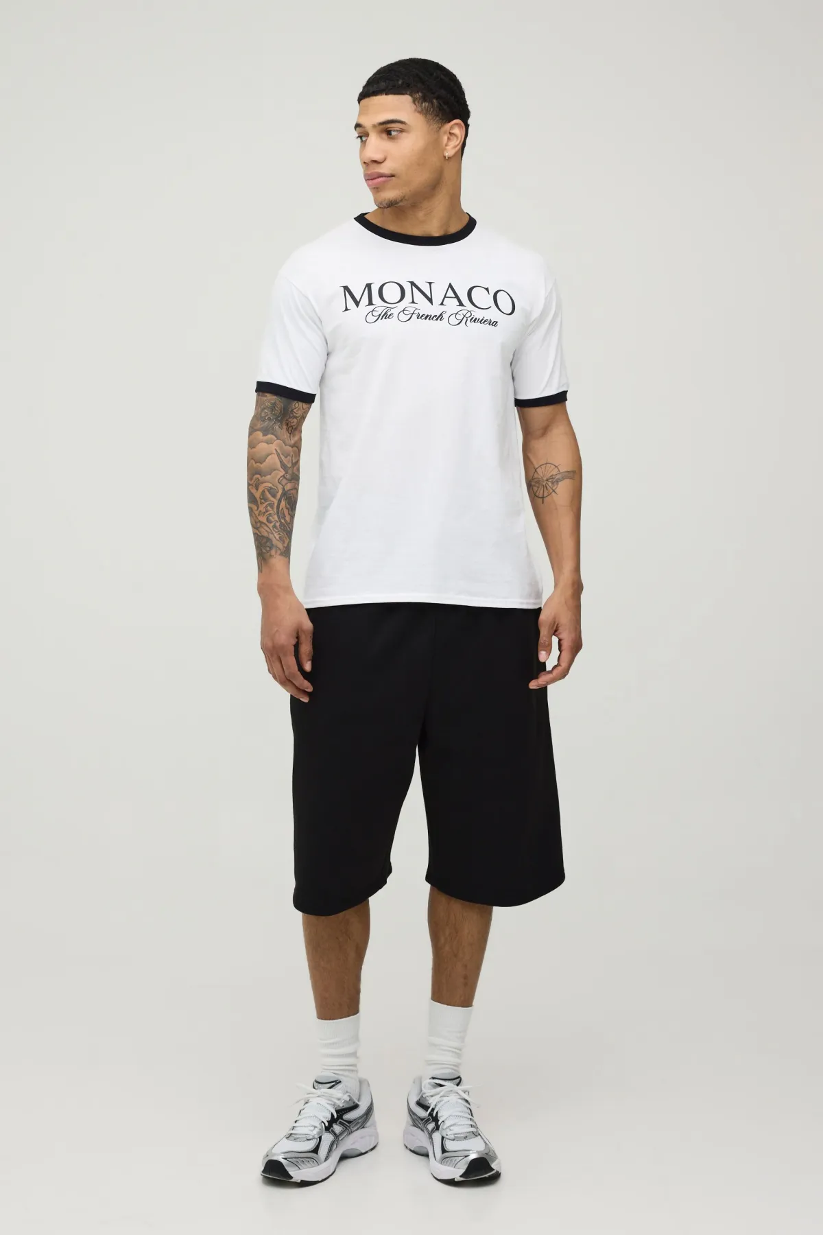 boohooMAN T-shirt Ringer Coupe Regular À Imprimé Monaco<Homme T-Shirts Impriméstendances|T-Shirts