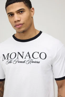 boohooMAN T-shirt Ringer Coupe Regular À Imprimé Monaco<Homme T-Shirts Impriméstendances|T-Shirts