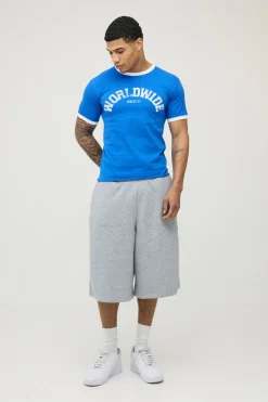 boohooMAN T-shirt Ringer Imprimé Coupe Ample À Ourlet Brut<Homme T-Shirts Impriméstendances|T-Shirts