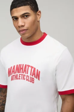 boohooMAN T-Shirt Ringer à Coupe Classique avec Slogan Imprimé<Homme T-Shirts Impriméstendances|T-Shirts
