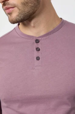 T-Shirt Rose Foncé Col Grand-Père