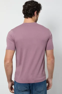 T-Shirt Rose Foncé Col Grand-Père