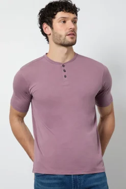 T-Shirt Rose Foncé Col Grand-Père