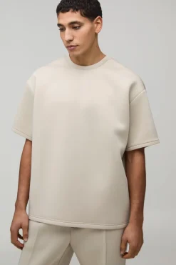 boohooMAN T-shirt Scuba Collé Surdimensionné<Homme T-Shirts