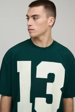 T-shirt Scuba Imprimé Varsity 13 Coupe Boxy Oversize