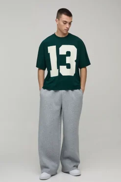 T-shirt Scuba Imprimé Varsity 13 Coupe Boxy Oversize