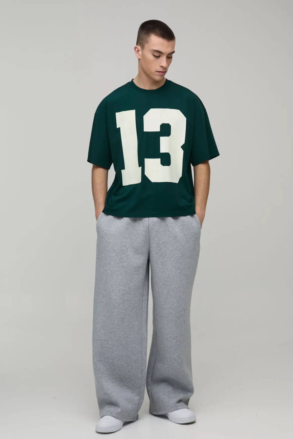 T-shirt Scuba Imprimé Varsity 13 Coupe Boxy Oversize