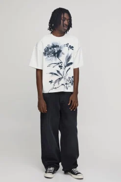 T-shirt Scuba Oversize À Coupe Boxy Imprimé Floral