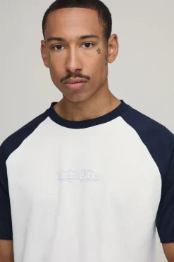 T-shirt Slim À Manches Raglan Avec Imprimé Slogan